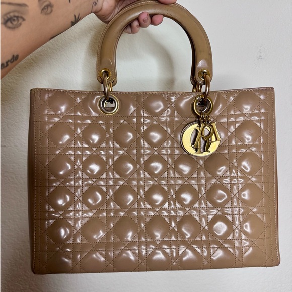 Dior Handbags - With COA. Dior Tan Quilted Tote Bag